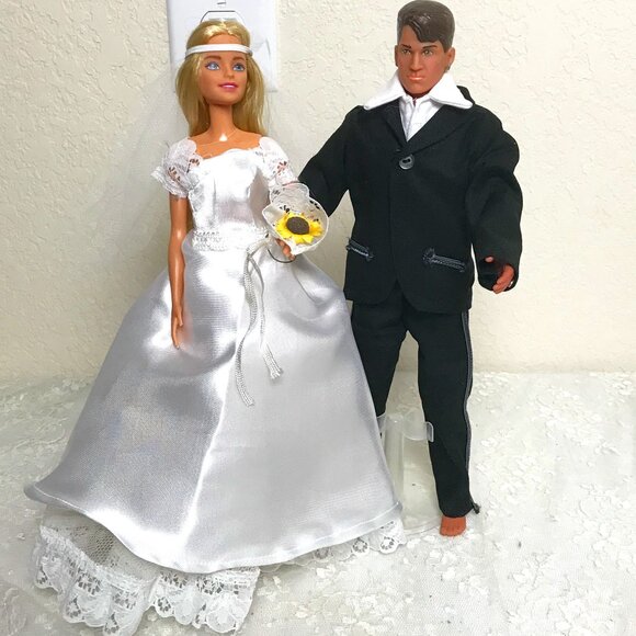 Mattel 2015 Barbie & 1990 Big Step Ken Bride and Groom Doll Set - Picture 1 of 6